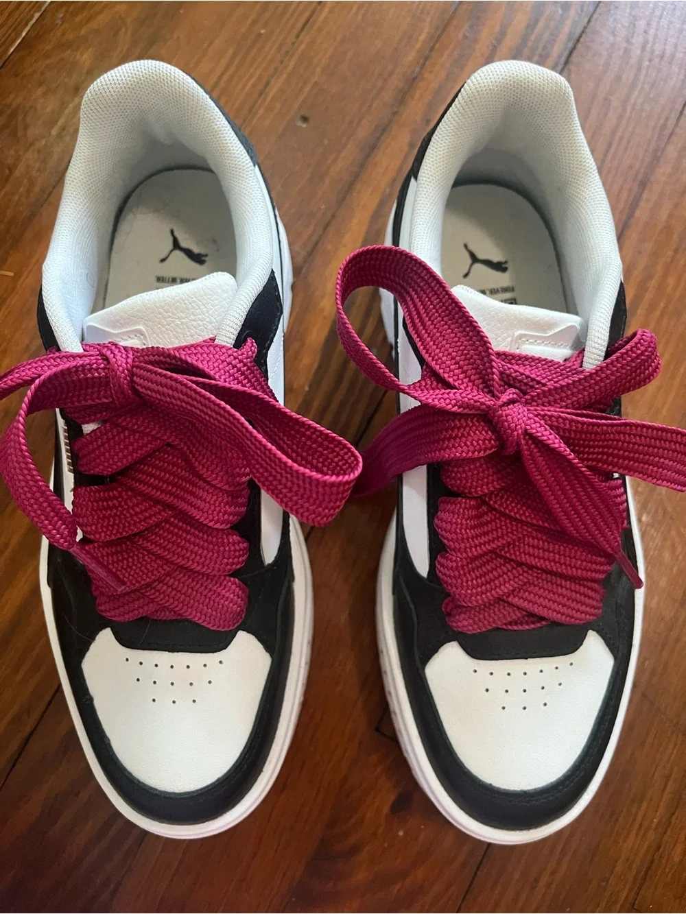 PUMA Karmen II IDOL Platform Sneakers Black White Fuschia Laces Sz 6 BIG KIDS